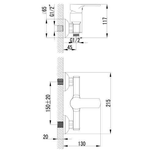 Смеситель для душа LeMark Plus Grace LM1503C настенный хром - фото 2