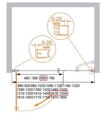 Душевая дверь Cezares ELENA ELENA-W-B-11-80+80-C-Cr 155х195 стекло прозрачное профиль хром