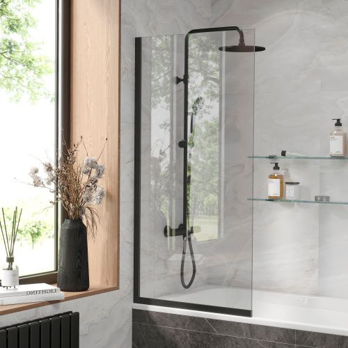 Душевая шторка Reflexion Fix RX14070CBL-03 70x140 стекло прозрачное профиль черный матовый ориентация универсальная - фото 2