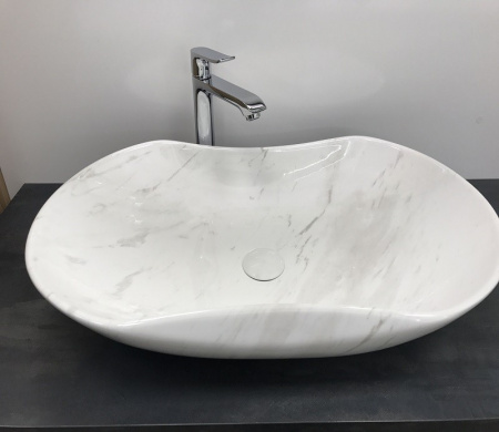 Раковина из санфаянса CeramaLux 503H012 66х42 накладная цвет белый