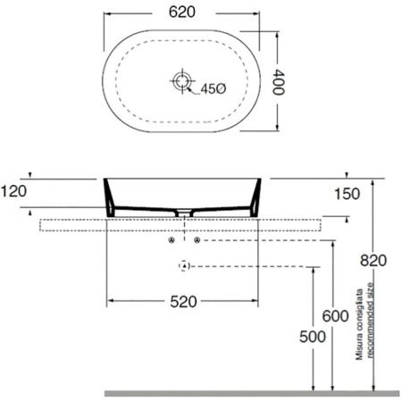 Раковина из сантехнического фаянса Azzurra Lavabi arredo ZELA06240000BI 60х40 накладная цвет белый