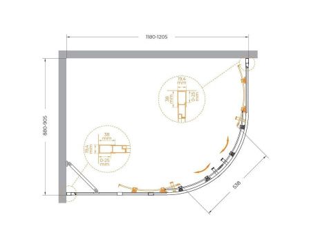 Душевой уголок Cezares MOLVENO MOLVENO-RH-2-120/90-C-GM-IV 120х90 стекло прозрачное профиль оружейная сталь без поддона