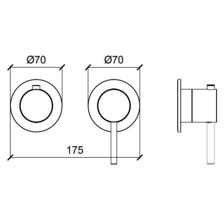 Смеситель для душа Almar Modular E180141.GM встраиваемый в стену оружейная сталь (внешняя часть)