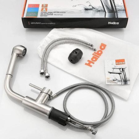 Смеситель для кухни Haiba HB70304-2 на мойку нержавеющая сталь