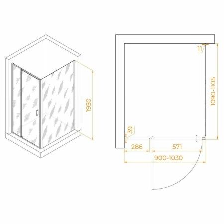 Душевой уголок RGW Passage 350807891-11 110х90 стекло прозрачное профиль хром без поддона