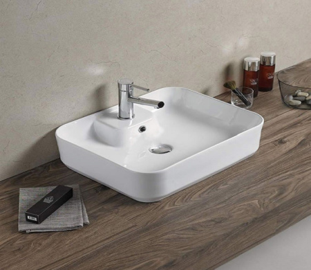 Раковина из санфаянса CeramaLux 9445 52х40 накладная цвет белый 1 отверстие под смеситель