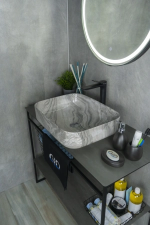 Раковина керамическая Gid Geométrico 54458 50х40 накладная цвет многоцветный без отверстий под смеситель