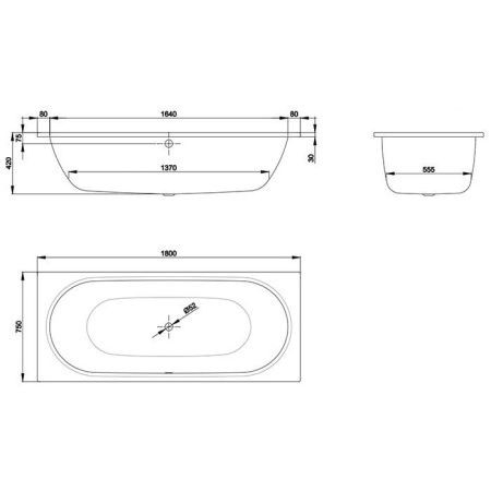 Ванна стальная Bette Starlet 1430-000 180х75 встраиваемая прямоугольная без ножек