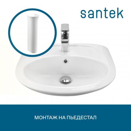 Раковина из сантехнического фарфора Santek Бриз 1WH110460 60х50 подвесная цвет белый 1 отверстие под смеситель