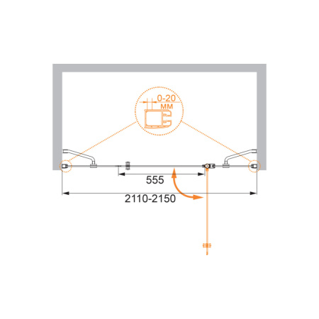 Душевая дверь Cezares ELENA ELENA-W-B-13-100+60/60-C-Cr 215х195 стекло прозрачное профиль хром глянцевый