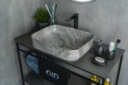 Раковина керамическая Gid Geométrico 54458 50х40 накладная цвет многоцветный без отверстий под смеситель