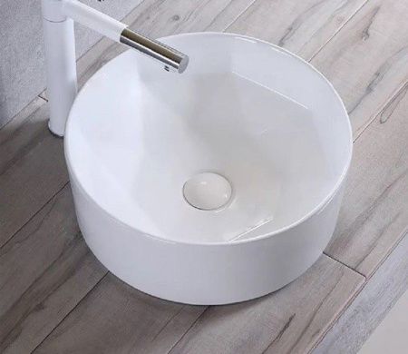 Раковина из сантехнического фаянса CeramaLux 9425 40х40 накладная цвет белый без отверстий под смеситель