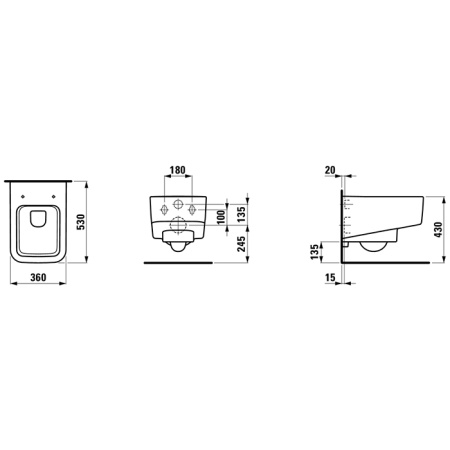 Чаша унитаза подвесная Laufen Pro 8.2096.2.000.000.1 цвет белый без сиденья безободковая каскадный смыв