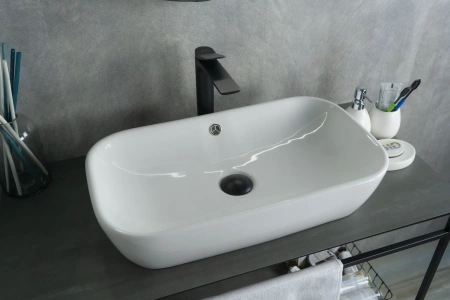 Раковина керамическая Gid Geométrico 51132 60х30 накладная цвет белый без отверстий под смеситель