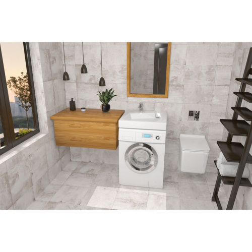 Раковина из искусственного мрамора Altasan QUADRO UPP60QUADROs 60х60 над стиральной машиной цвет белый 1 отверстие под смеситель - фото 3 Раковина из искусственного мрамора Altasan QUADRO UPP60QUADROs 60х60 над стиральной машиной цвет белый 1 отверстие под смеситель - фото 3