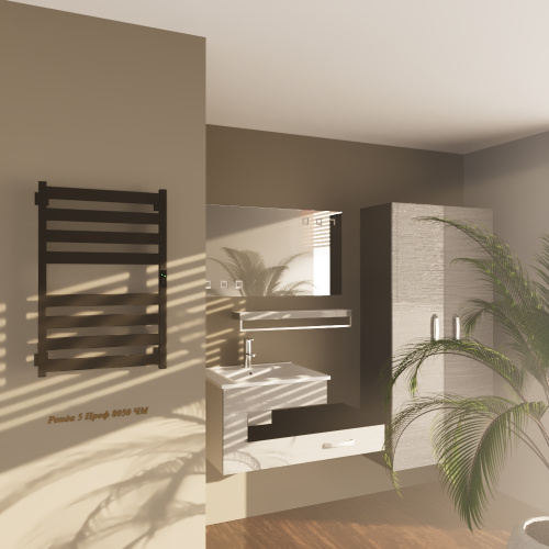 Полотенцесушитель Altasan РондаПроф Ронда5Проф8050ЧМ подвесной 53х81 электрический черный муар - фото 2