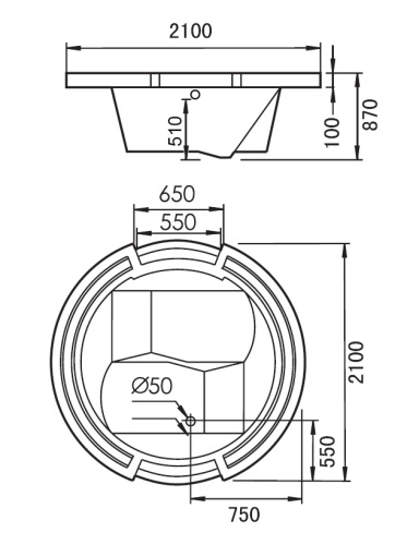 Ванна гидромассажная Gemy G9060 K 210x210 встраиваемая круглая - фото 5