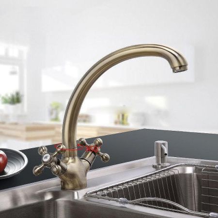 Смеситель для кухни Haiba HB19-4 HB4219-4 на мойку бронза