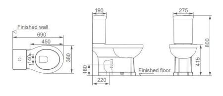 Чаша унитаза напольный Creo Сeramique TOULOR TL1002 цвет белый без сиденья и бачка