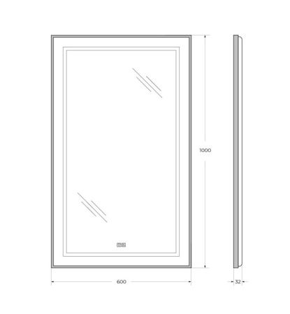 Зеркало с подсветкой BelBagno Kraft SPC-KRAFT-600-1000-LED-TCH-WARM-NERO 60х100 подвесное