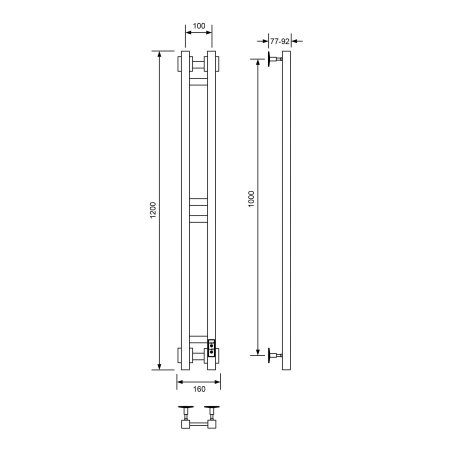 Полотенцесушитель Veconi Еро-A E12010B-A 10х120 электрический черный
