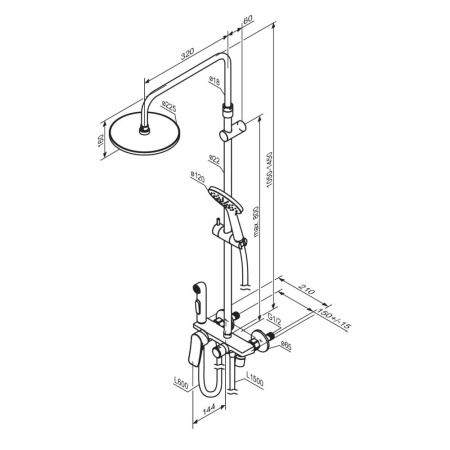 Душевая стойка Damixa Jupiter 977770000 настенная цвет хром