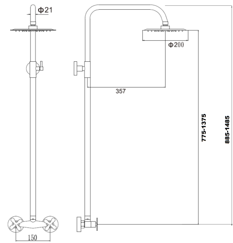 Душевая стойка Fmark FS8505 настенная цвет сатин - фото 3