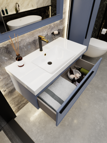 Тумба с раковиной La Fenice ELBA NFNC-01-ELB-BG-100-3-100 101х36х49 подвесная цвет синий - фото 5