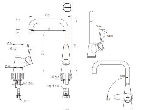 Смеситель для кухни Bravat Eco F7111147C-1 на столешницу хром