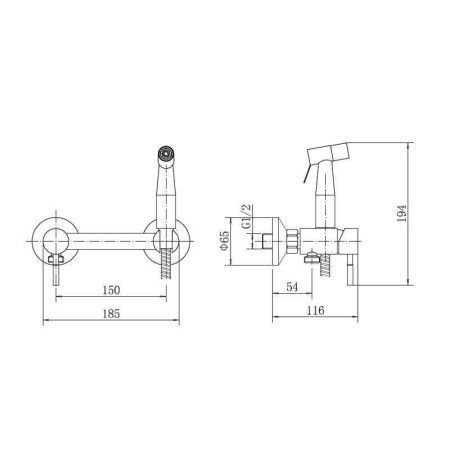 Гигиенический душ со смесителем Fashun A57503-7 черный