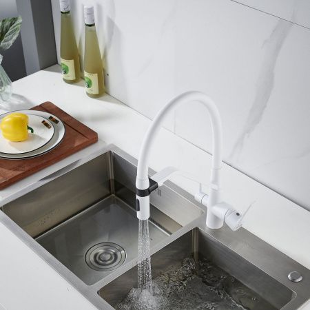 Смеситель для кухни Shevanik S278C на мойку белый