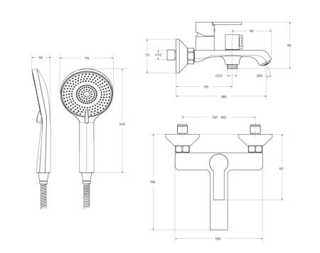 Комплект смесителей BelBagno AURORA AURORA-VASM/LVM-CRM настенный хром