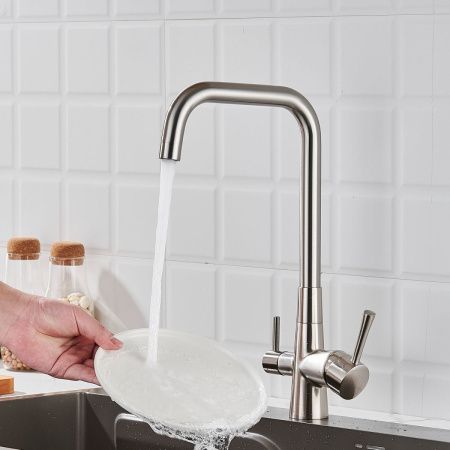 Смеситель для кухни Shevanik S528L на мойку сатин