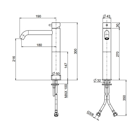 Смеситель QuadroDesign Source 1202AS на раковину нержавеющая сталь