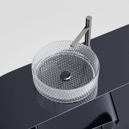 Раковина стеклянная Ceramica Nova CRISTAL CN6062 40х40 накладная цвет прозрачный без отверстий под смеситель