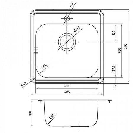 Кухонная мойка Iddis Strit STR48P0i77 50х50 цвет хром поверхность глянцевая