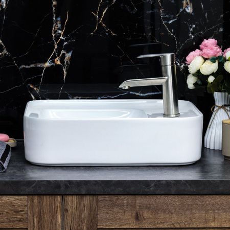 Раковина из сантехнического фарфора Melana 320309-805 50х40 накладная цвет белый 1 отверстие под смеситель