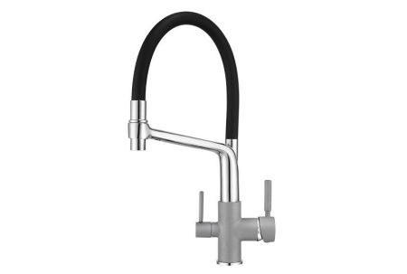 Смеситель для кухни Granula 0083, АЛЮМИНИУМ на мойку серый