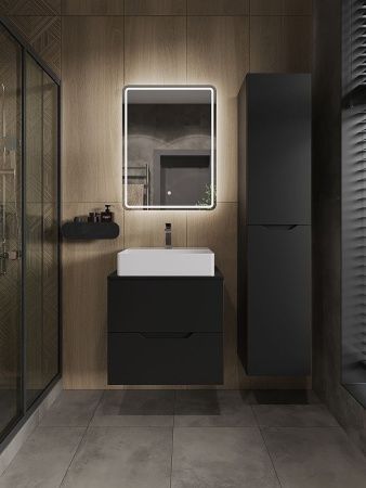 Тумба с раковиной Orange Line Li-60TubMDF+B04-500W 60х50 подвесная цвет черный