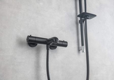 Смеситель для ванны Aquatek ВЕГА AQ1043MB настенный черный с термостатом