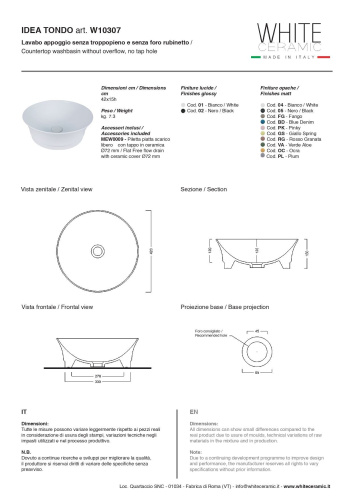Раковина White Ceramic Idea 42 см W1030705 накладная цвет черный матовый - фото 2