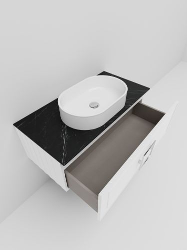 Тумба со столешницей La Fenice CUBO NFNC-01-CUB-B-100-3-GB 100х36х49 подвесная цвет белый - фото 3