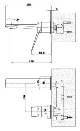 Смеситель для раковины Esko SHA28Gold встраиваемый в стену золото