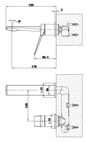 Смеситель для раковины Esko SHA28Gold встраиваемый в стену золото - фото 3