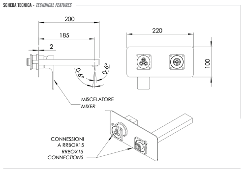 Смеситель для раковины Remer Absolute AU15KBXV встраиваемый в стену нержавеющая сталь - фото 2
