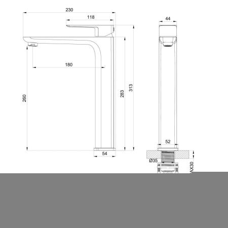 Смеситель для раковины Wonzon & Woghand Edge WW-88239003-MB на столешницу черный