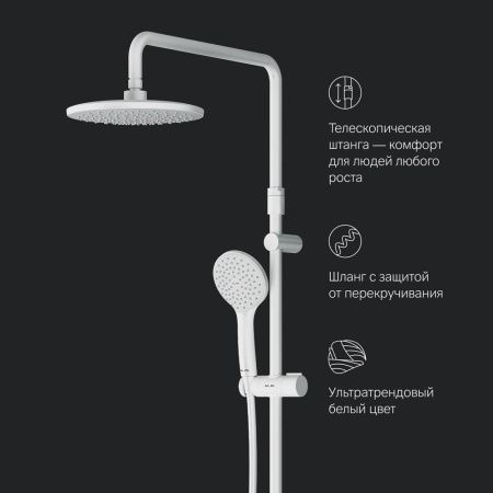 Душевая стойка Am.Pm Gem F0790033 настенная цвет белый