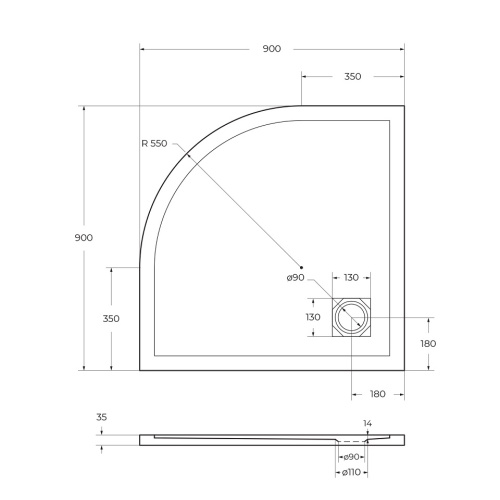Душевой поддон BelBagno UNO TRAY-MR-UNO-R-90-550-35-W-BO 90х90 искусственный мрамор белый - фото 5