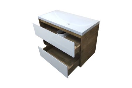 Тумба с раковиной Эстет Monaco Wood ФР-00010683 80х50 подвесная цвет белый/бежевый