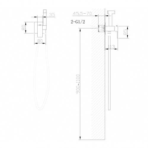 Гигиенический душ со смесителем ABBER Daheim AF8226NG никель - фото 4